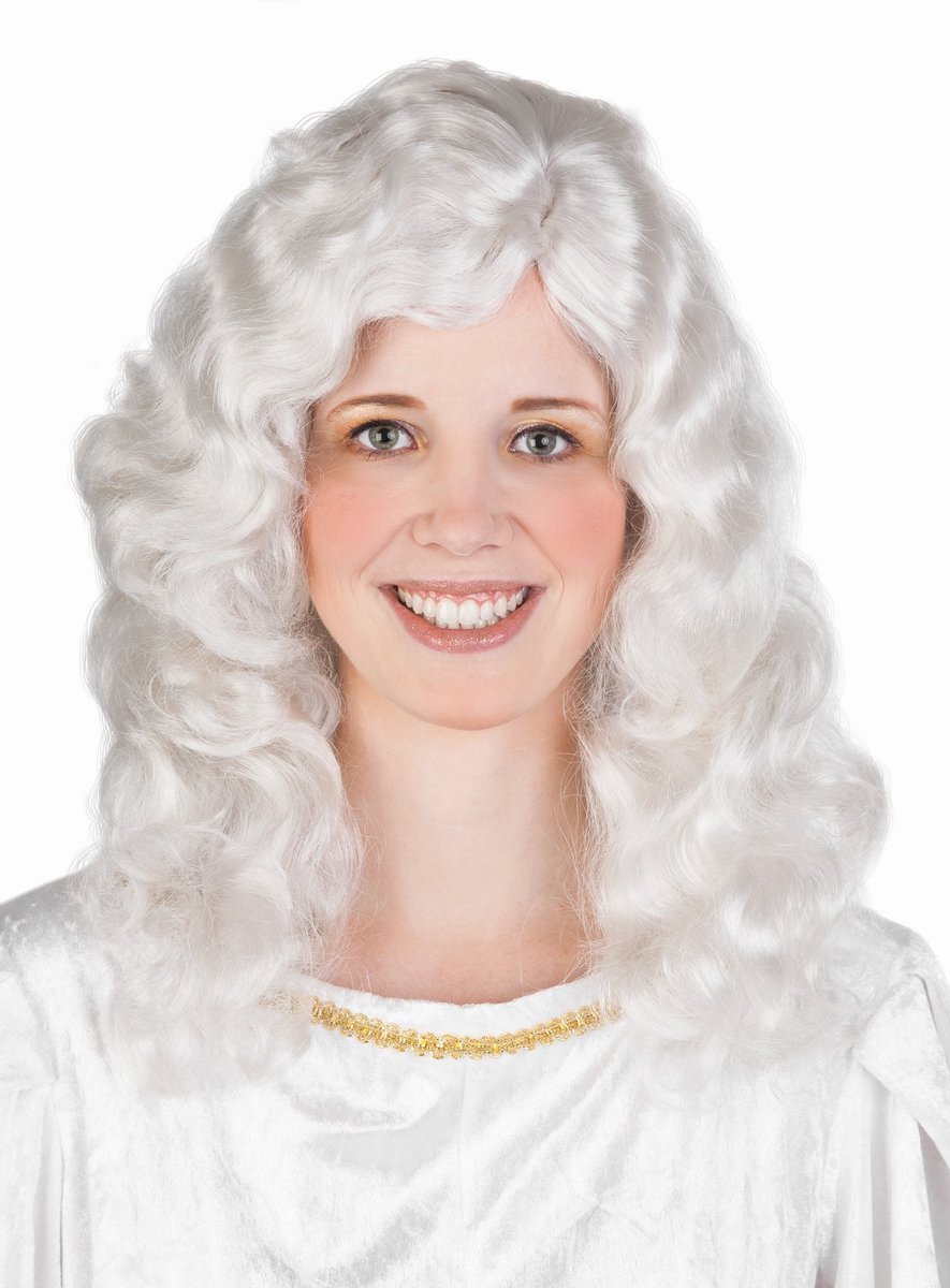 Witte Lange Pruik Met Krullen
