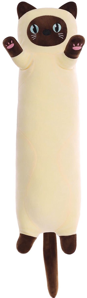 90cm Kat zacht kussen, pluche, slaapkussen, katoen, kittenkussen, behaaglijk, gevuld, leuke pluche pop, speelgoed, cadeau voor kinderen, vriendin