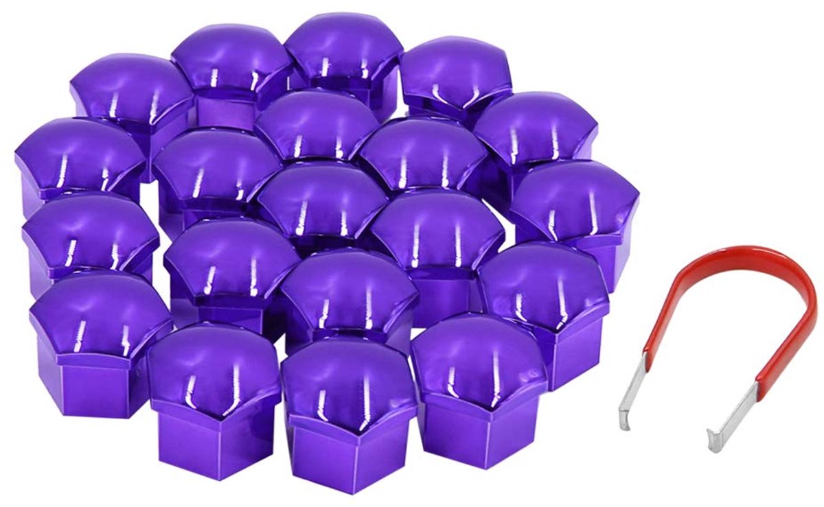 Sourcingmap 20 stuks 17 mm kunststof violet Hex stofkappen wielmoeren