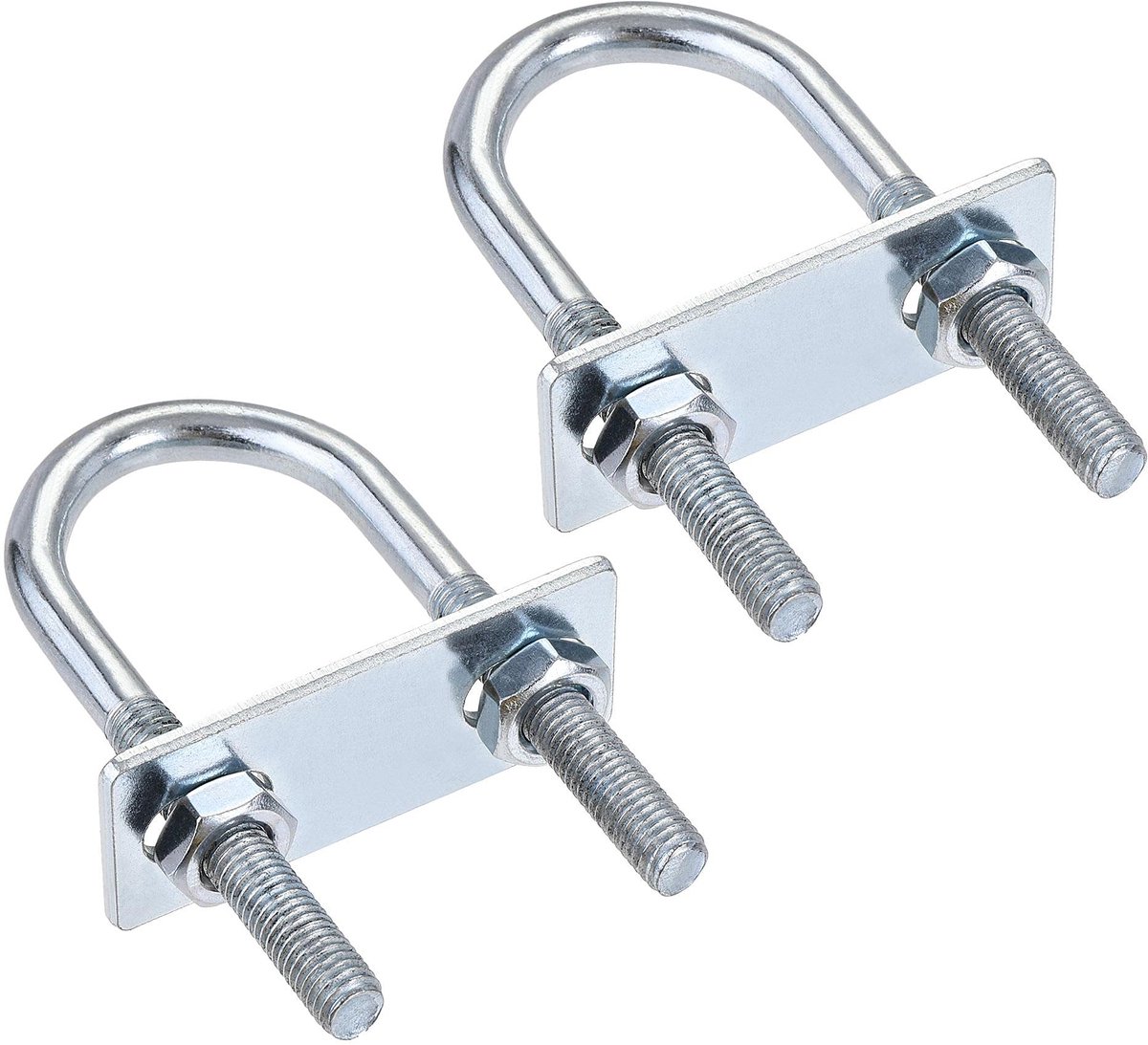 sourcing map Ronde U-bout 31 mm binnenbreedte 90 mm stalen lengte M8 met moer plaat 2 sets