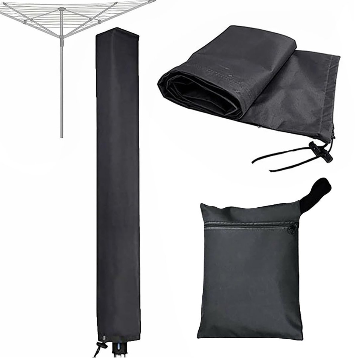 1 x parasolhoes voor buiten, waterdicht, stof, voor tuin, uv-bestendig, afdekking voor patio, terras, zwembad, 16 x 16 x 180 cm, zwart