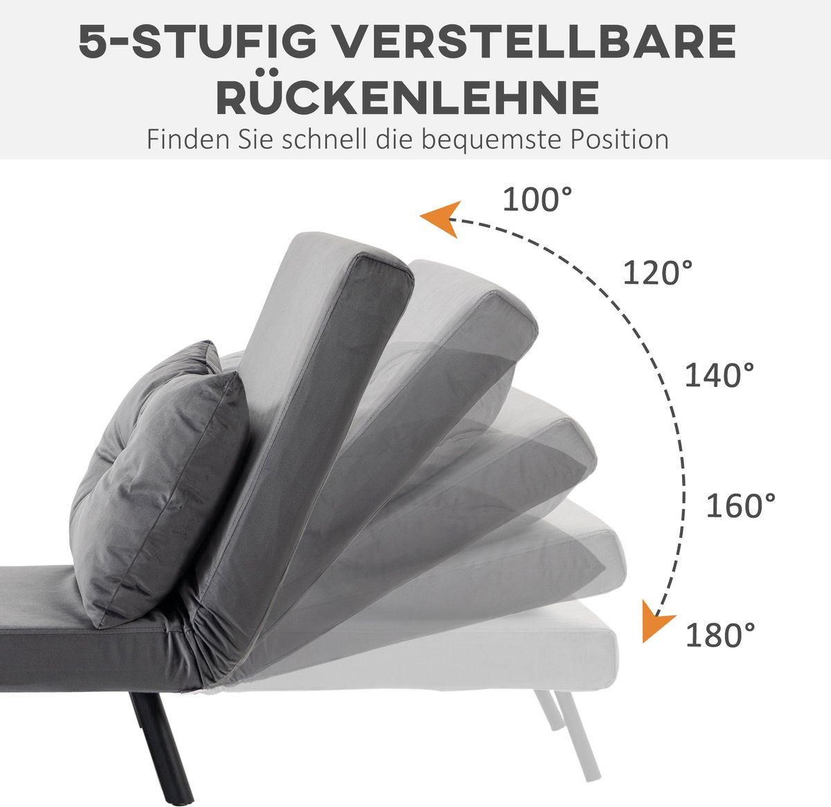 HAUSS SPOLE Fauteuil - Slaapfauteuil Met Bedfunctie - Verstelbare Rugleuning En Kussen - Voor Woonkamer En Logeerkamer - Velvet Donkergrijs