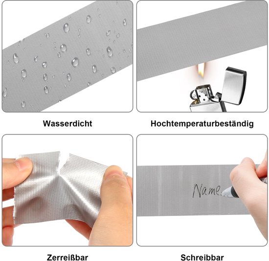 3-delige rol pantsertape, 48 mm x 20 m weefseltape, pantserband, waterdicht plakband, extra sterk plakband, weefselband, met de hand scheurbaar, voor binnen en buiten, repareren, bevestigingsbundels — afbeelding 3