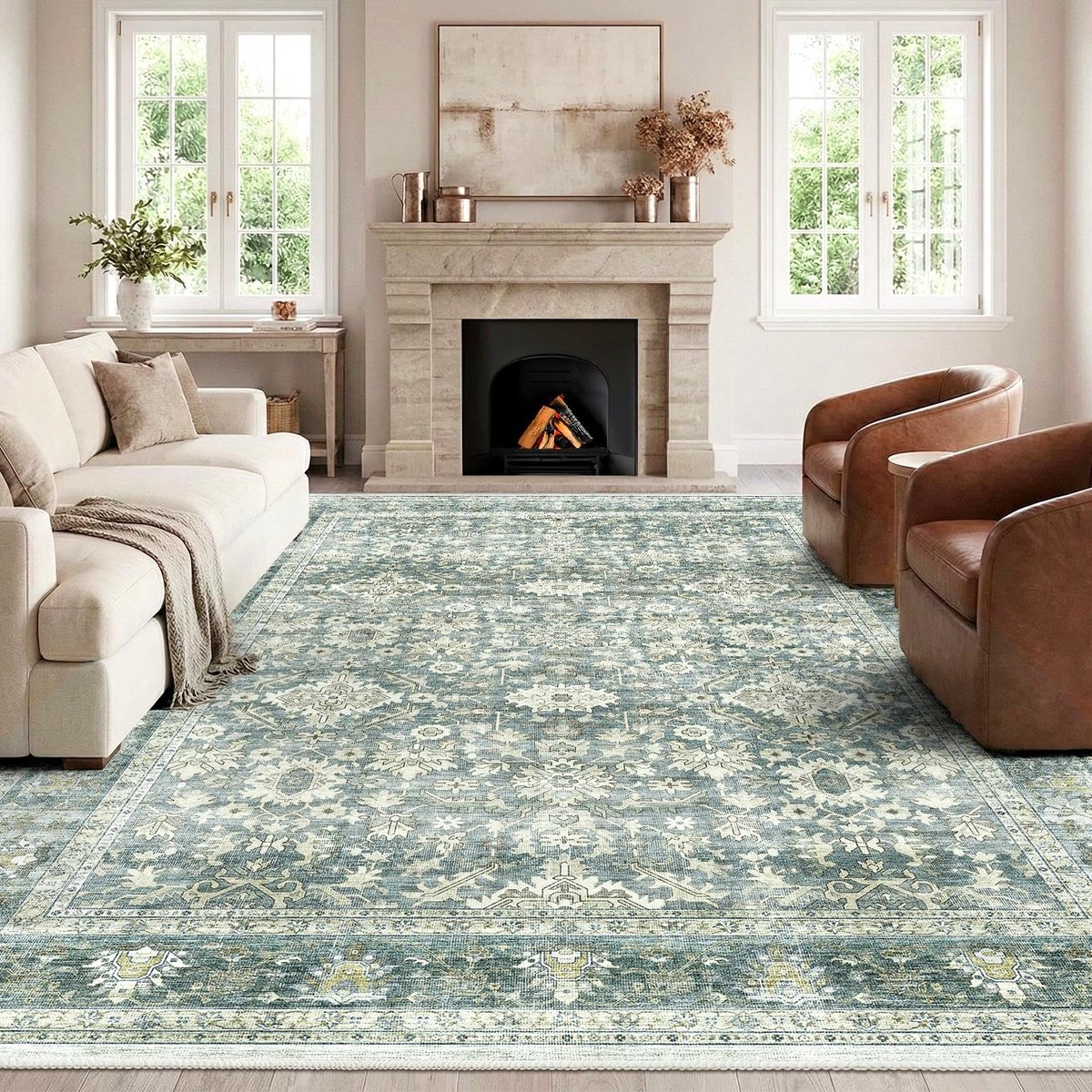 Vintage Tapijt Woonkamer Groente 160x230 cm - Wasbaar Kortharig met Antislip Onderlaag, Zacht Boho Retro voor Slaapkamer Eetkamer Hal