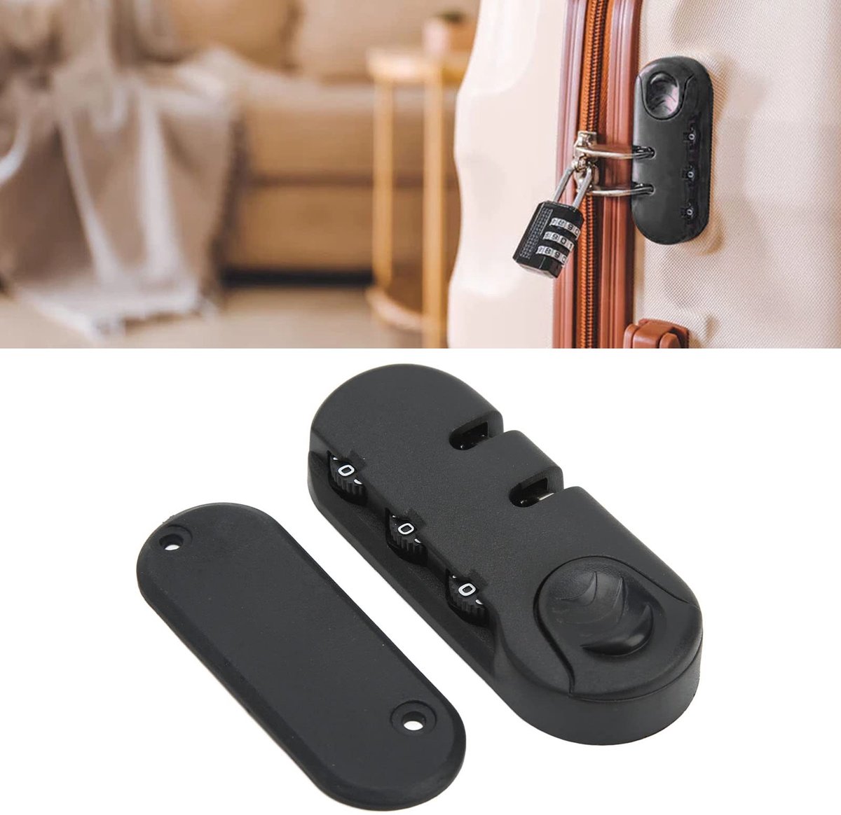 Dailygoods- Kofferslot 3-Cijferig - Duurzaam - Geschikt voor Koffer/Travel Case - Lichtgewicht - Inclusief Basis - Makkelijk in Gebruik - Bagage Slot