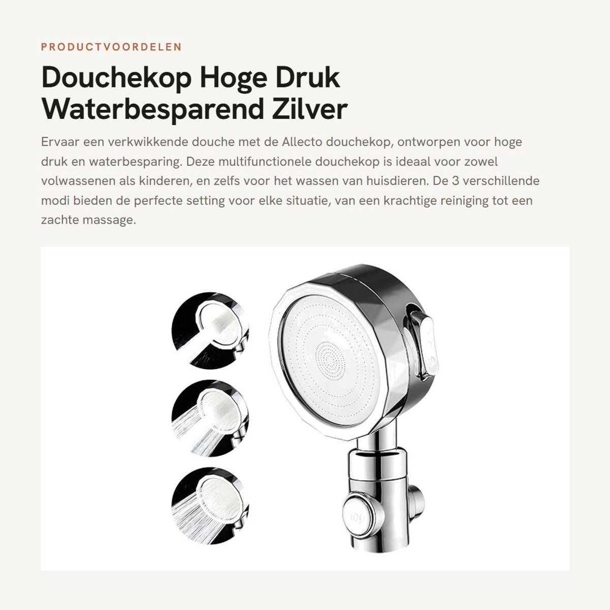 Dailygoods- Douchekop Hoge Druk - Douchekop met Slang - Waterfilter - 3 Modi - Doucheset - Geschikt voor Huisdieren - ABS Materiaal - Handdouche