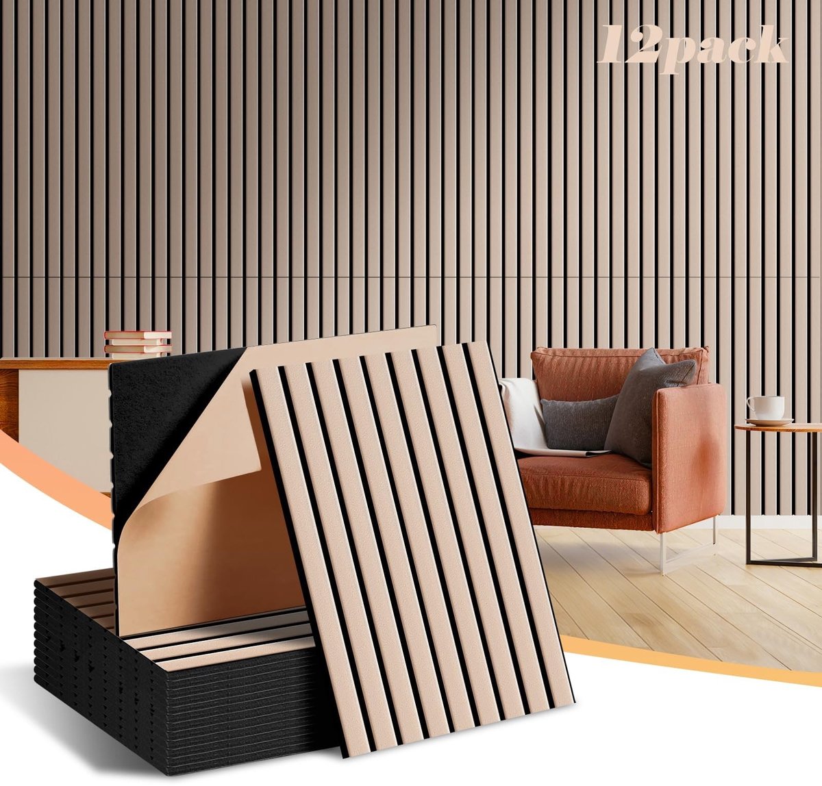 Dailygoods - NZQXJXZ 12 stuks grote akoestische wandpanelen, geluidsdichte panelen voor de muur, 39,9 x 30,0 x 1,0 cm zelfklevende akoestische geluiddichte panelen, akoestische behandeling voor thuiskantoor