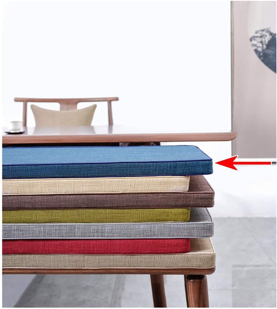 wangk Tuinbankkussen 2-zitskussen voor terrasmeubilair keuken of eetbank binnen buiten terras rechthoek bankkussen settee kussen-blauw 150×40×8cm (59×15×3.2,5 cm)