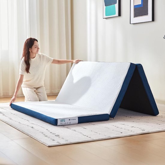 Opvouwbaar Matras - Topper Gastenmatras - Extra Slaapcomfort - Waterdichte Hoes - 160 x 200 cm - Grijs — afbeelding 2