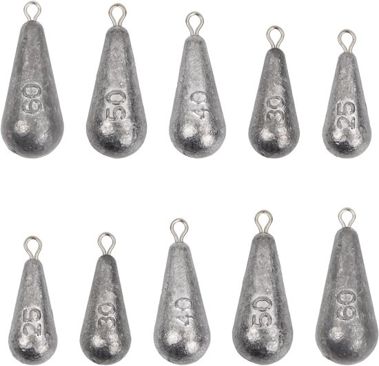 Drop Shot Loodgewicht Set van 14, Verwijderbare Gewichten voor Vissen, 5 Maten (25g/30g/40g/50g/60g) voor Buiten en Zeevissen — afbeelding 5