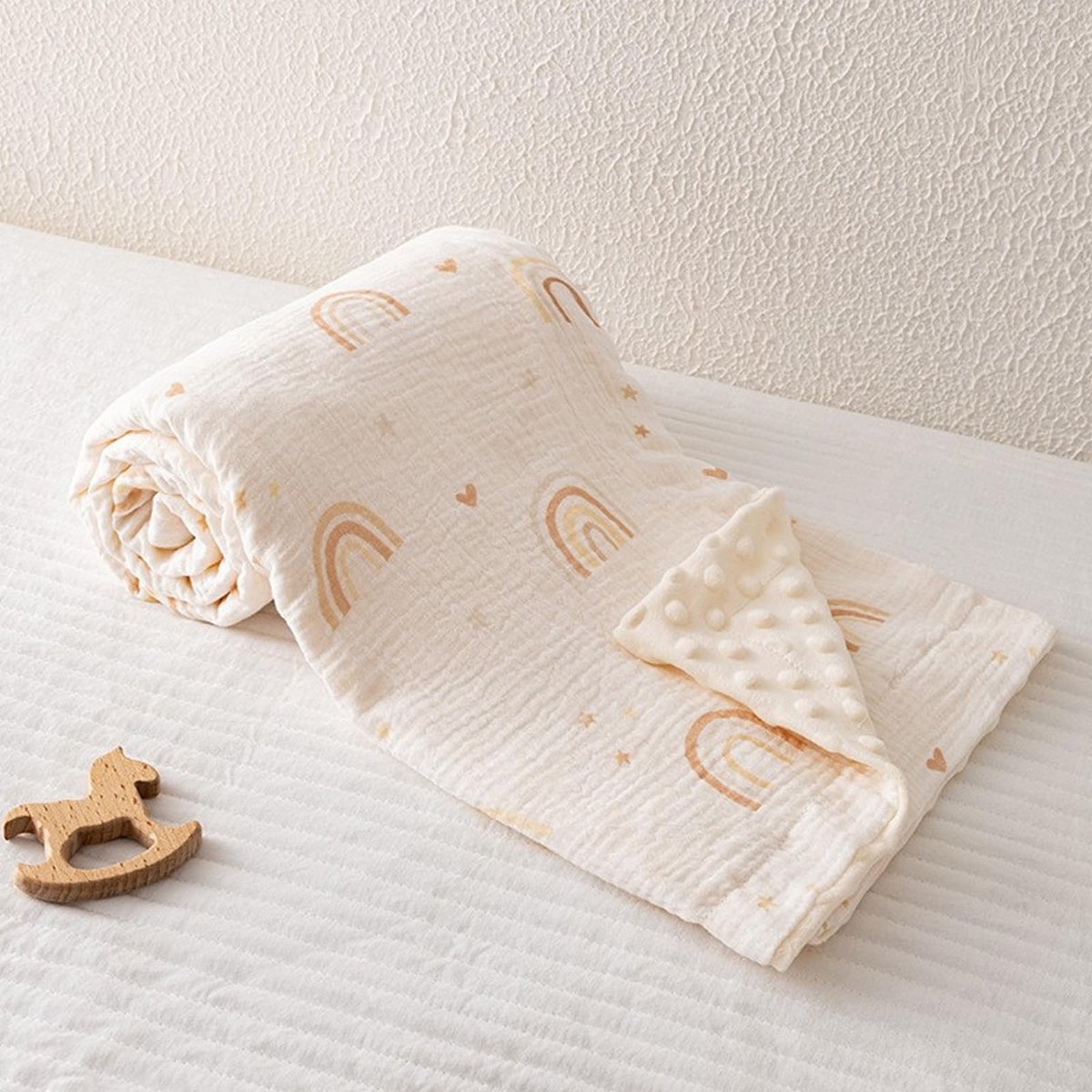 SolidKeus - Babydeken voor Pasgeborenen, 100 x 75 cm, Ademende Wikkel in Beige