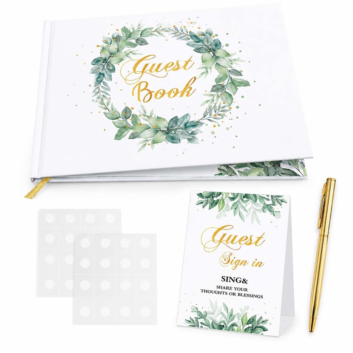 SolidKeus - Gastenboekenset voor Bruiloften met Metallic Pen en Stickers