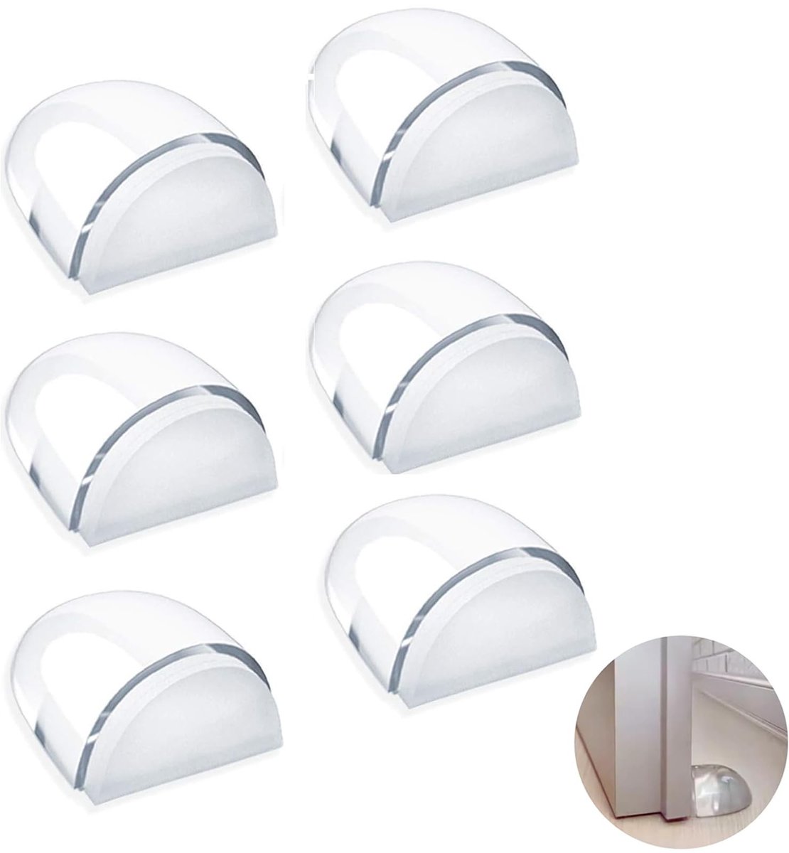 SolidKeus - Set van 6 Zelfklevende Deurstoppers Transparant