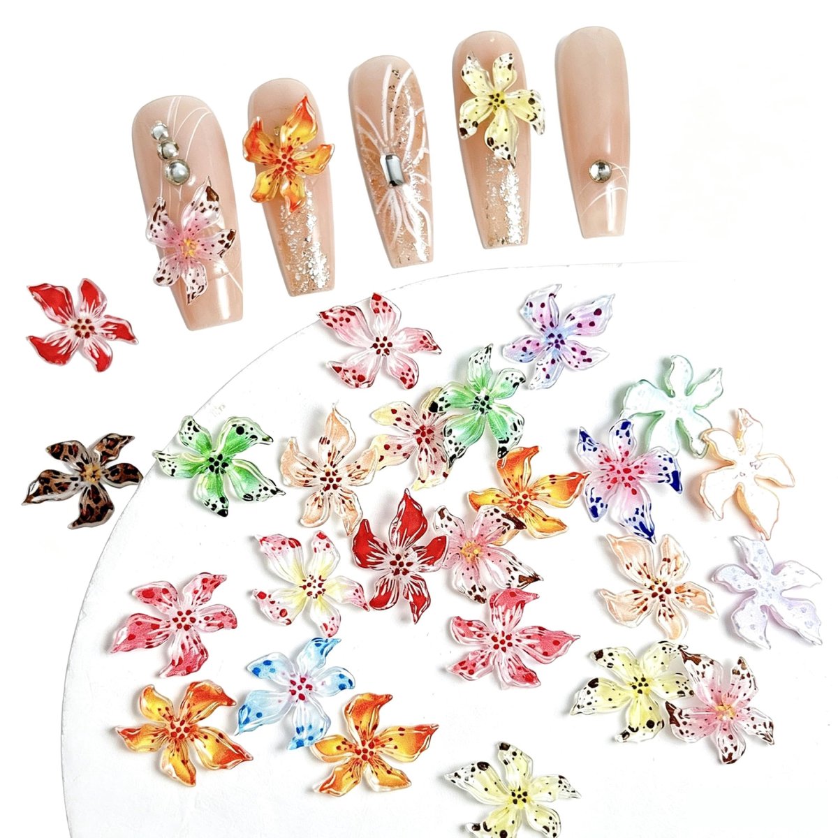 SolidKeus - 60 Stuks 3D Bloemennagelbedels voor Nail Art