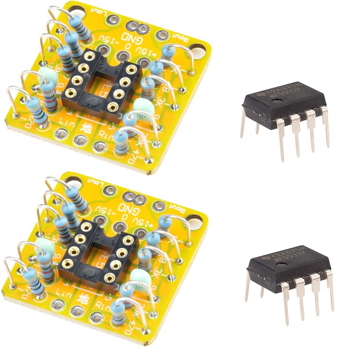 SolidKeus - 2 Stuks Dubbele OP Amp Voorversterker PCB Board