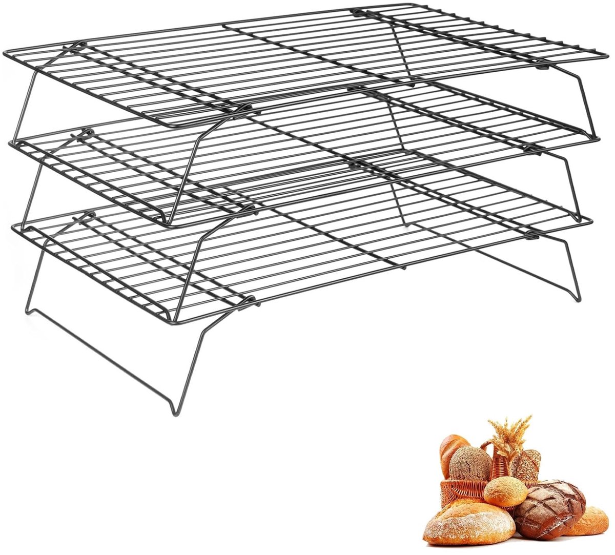 SolidKeus - Set van 3 Stapelbare RVS Koelroosters 40 x 25 cm