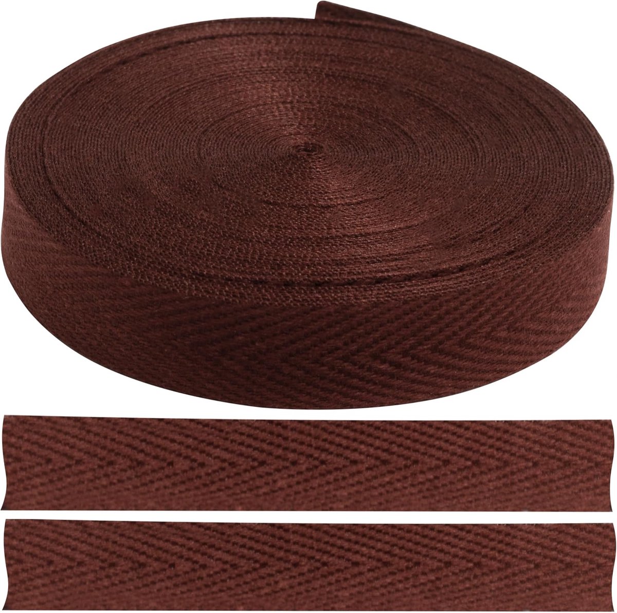 - C77608 - Twill lint met visgraatpatroon, 9 meter x 10 mm - van 76% katoen en 24% polyester - kleur bordeaux