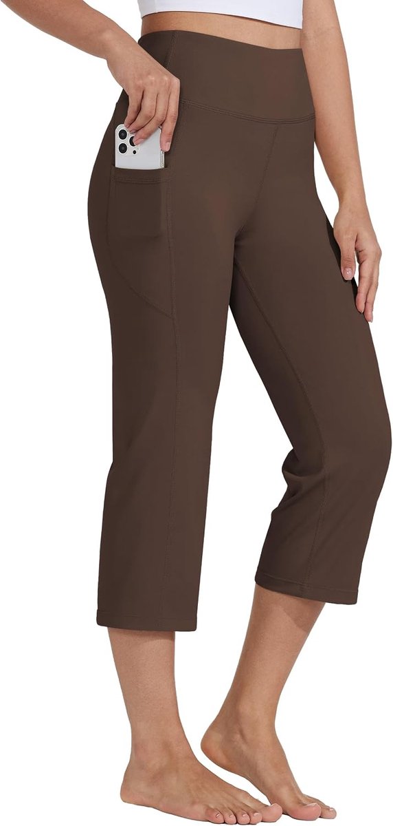 Vrouwen Yoga Capris Broek Hoge Taille Leggings Crop Rechte Been Atletische Oefening Workout Capri 21 inch