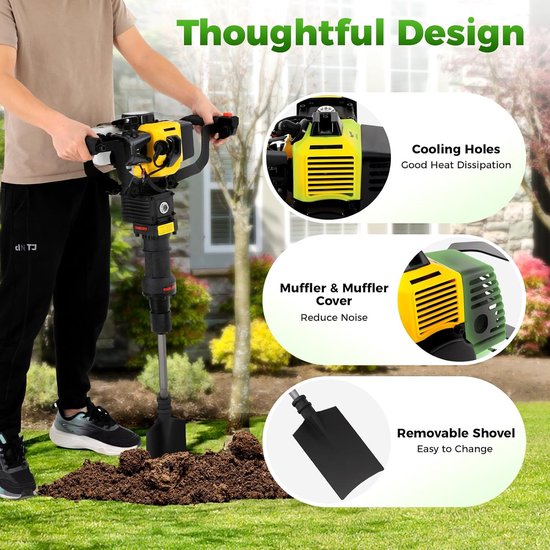 Tuinboom graafmachine 52CC 2-takt grondboor drainagespade digger tuinboom graafmachine voor graven, spaden, bosbouwzaailingen — afbeelding 5