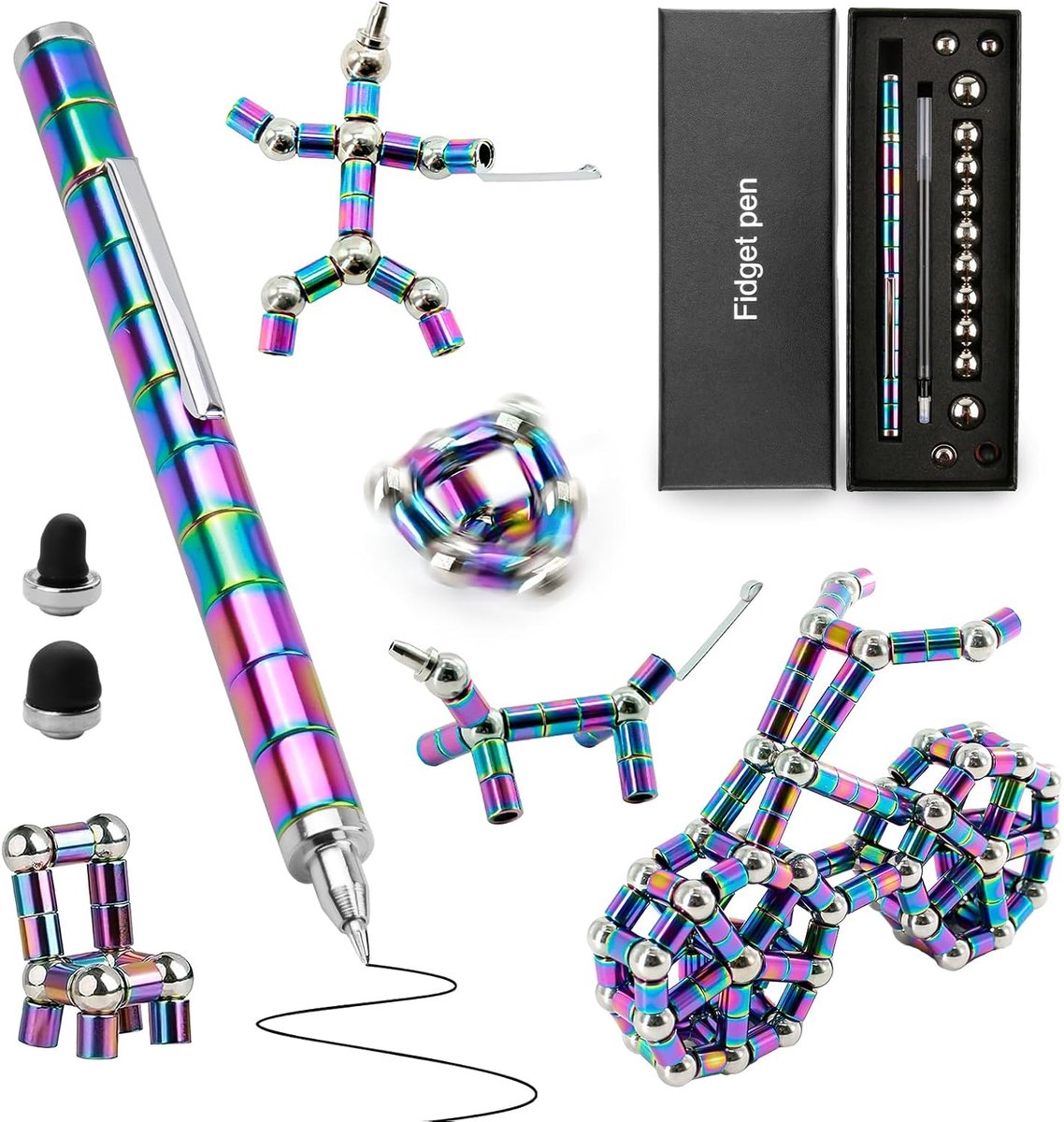 Pen als cadeau voor tieners, magnetische balpen, multifunctionele magneetpen met touchscreen-functie, stressvermindering, magneetstift, grappig cadeau, coole dingen voor jongens, mannen en