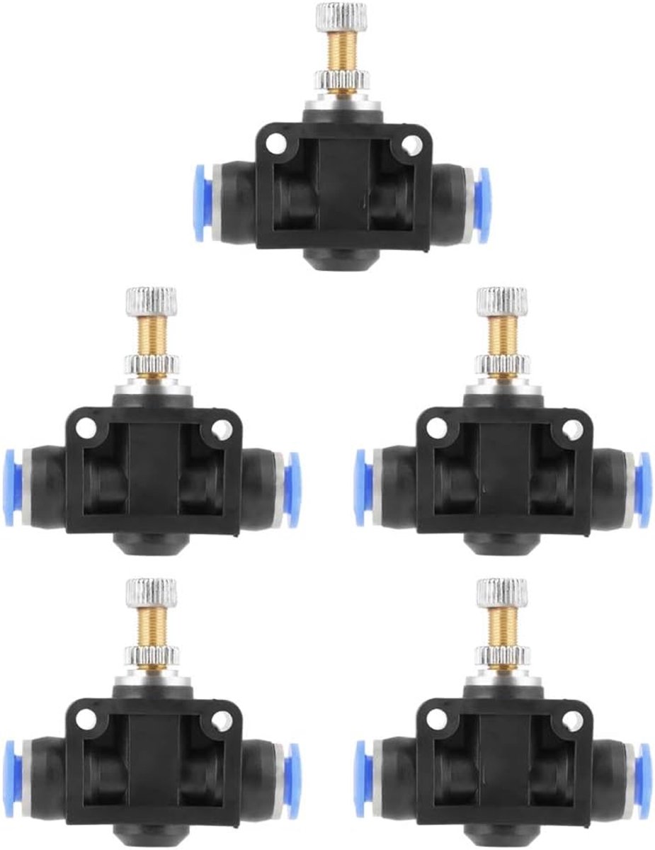 5 Stuks 6 Mm Pneumatische Luchtklep 10 Stuks, 6 Mm Push-Fit Stroomregelaar Push Fit Afsluitklep Luchtbegrenzer Snelheidsregelaar Throttle Push In One