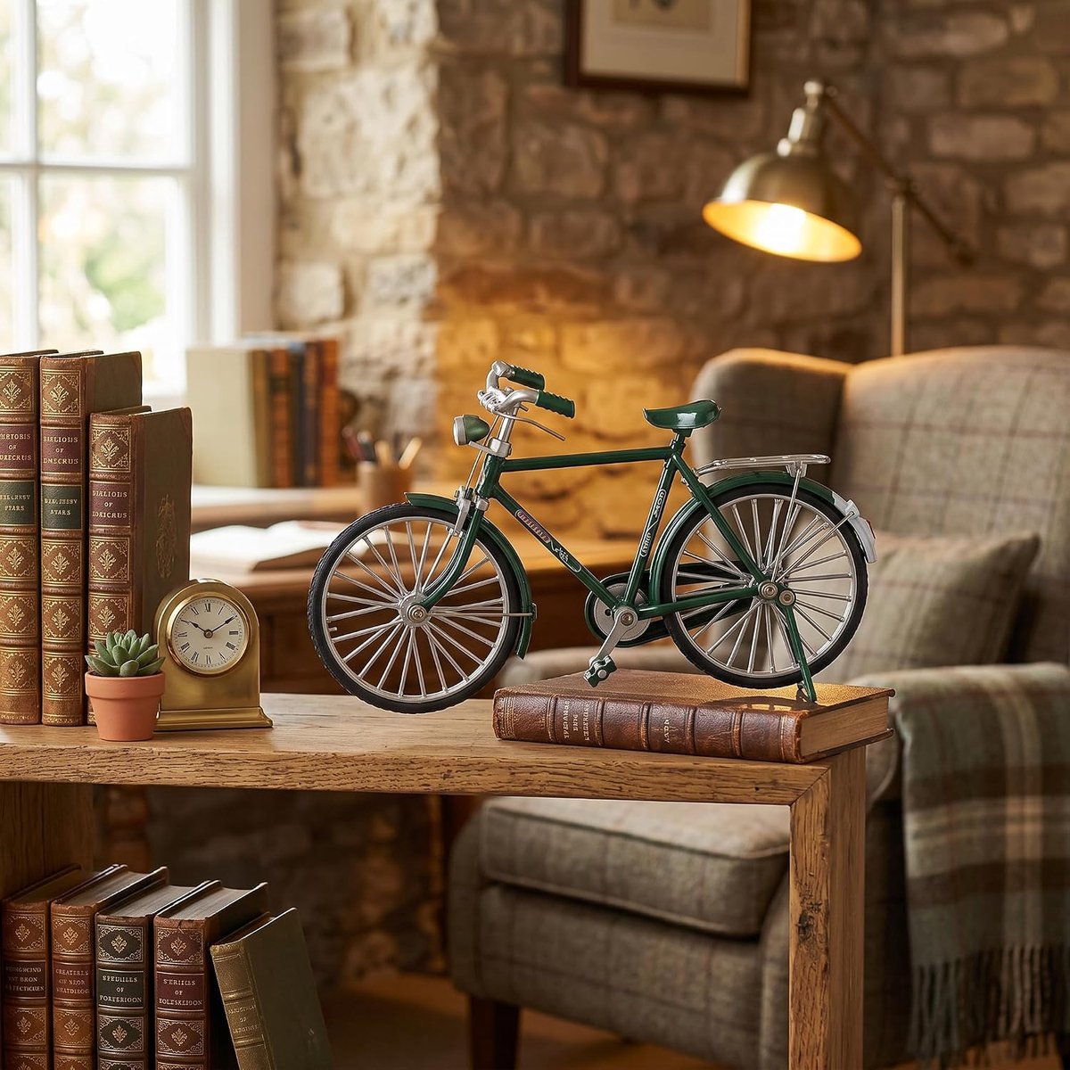 Vintage metalen fietsmodel, retro ornament speelgoedbeeldjes, hoge simulatie mini-fietsmodel voor huisdecoratie, geven, enz. met klassieke vorm en voortreffelijk vakmanschap