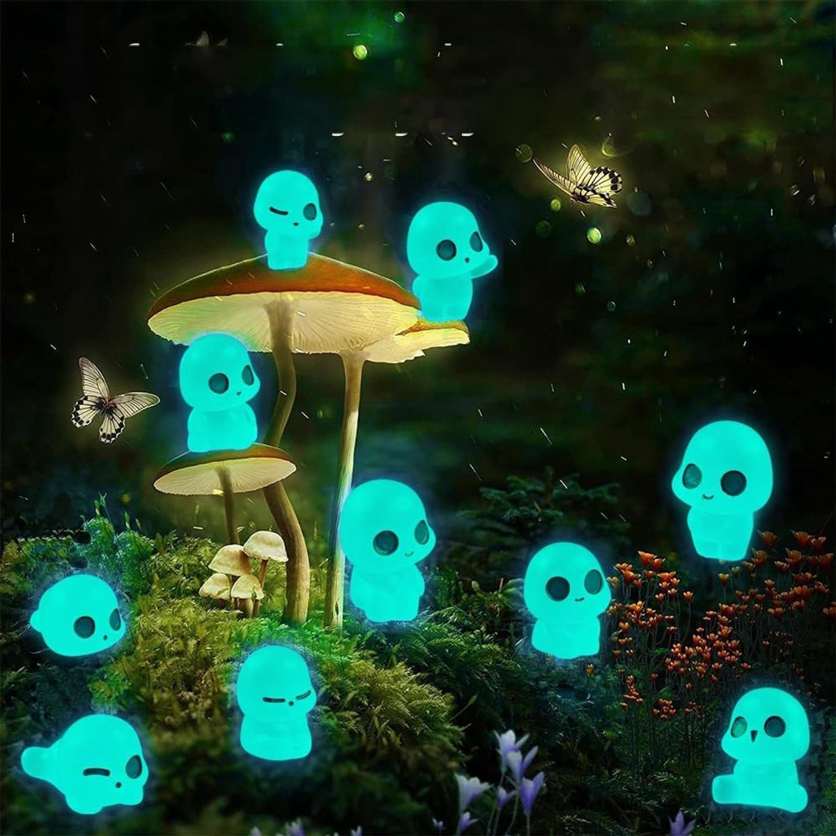 10 stuks Forest Spirits tuindecoraties, lichtgevende tuindecoratiefiguren Elfen, minihars tuindecoratie prinses tuindecoratiefiguren, voor tuinpotplanten, microlandschap (blauw)