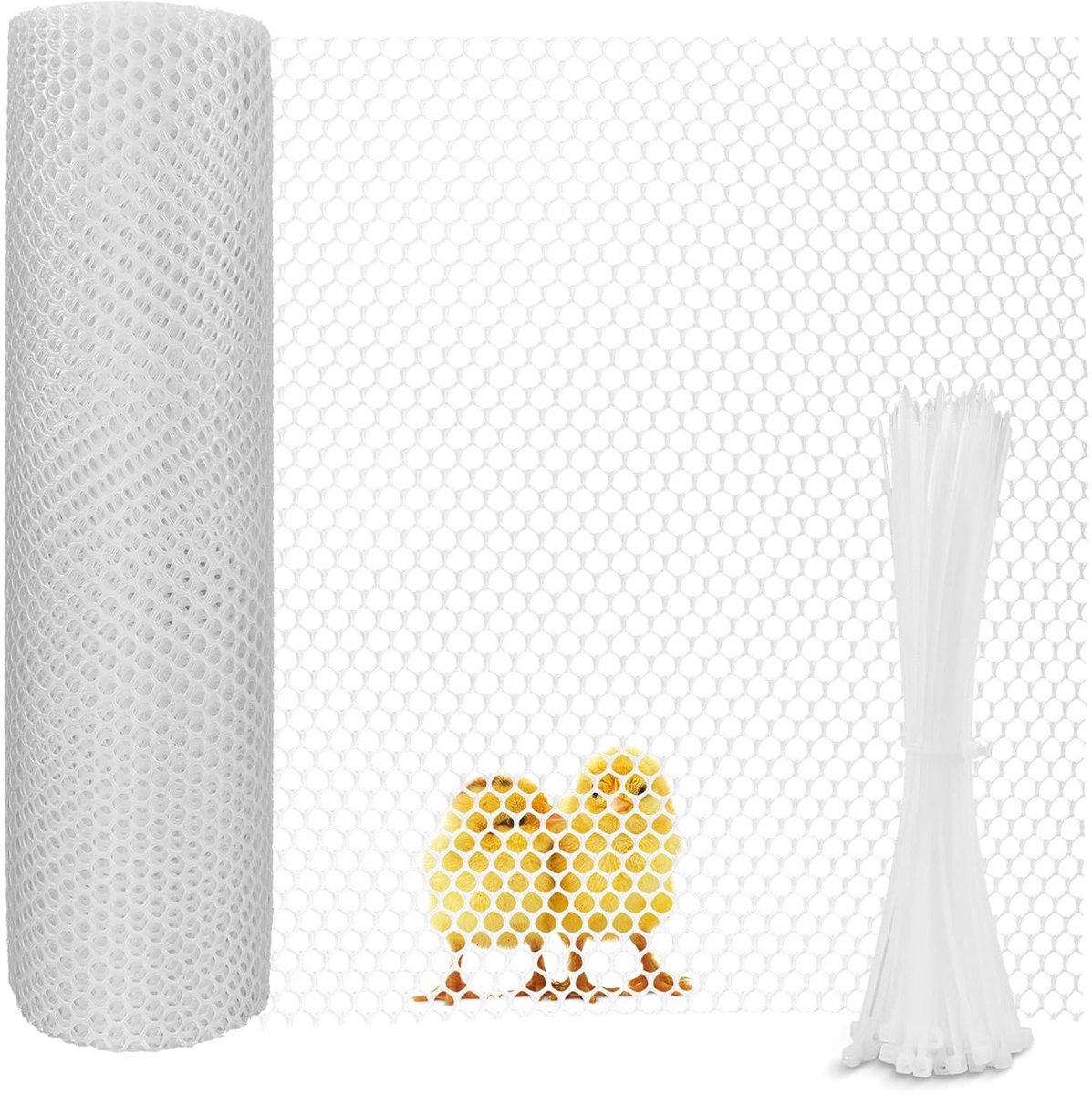 Omheining, gatdiameter 0,8 cm, voor kippen, katten, tuin, balkon, 40 cm × 9 m, wit