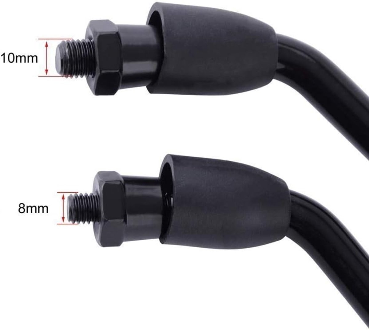 Achteruitkijkspiegel imitatie koolstofvezel 3D matte zijde voor motorfiets quad, scooter, draadstang, M10, zwart