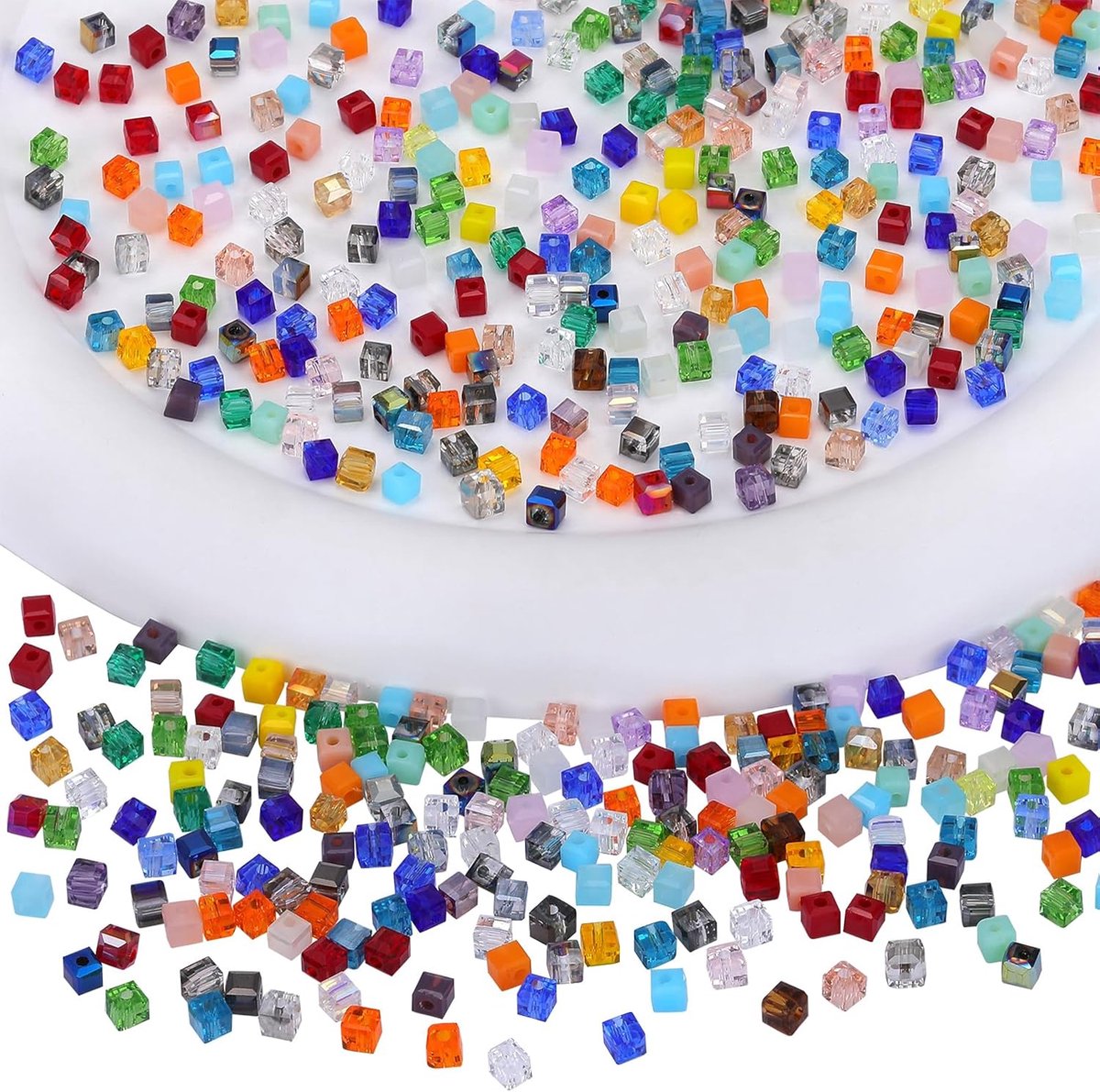 200 stuks kubussen van kristalglas, 3 mm, vierkante glazen kralen, afstandhouders voor armbanden, halskettingen, oorbellen, kunsthandwerk, woondecoratie, doe-het-zelf (gemengd)