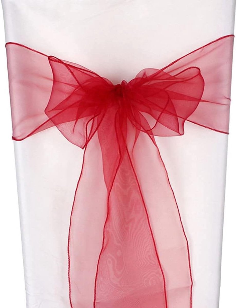 50 stuks stoelstrikken, organza, doop, feest, decoratie, bruiloft, rood