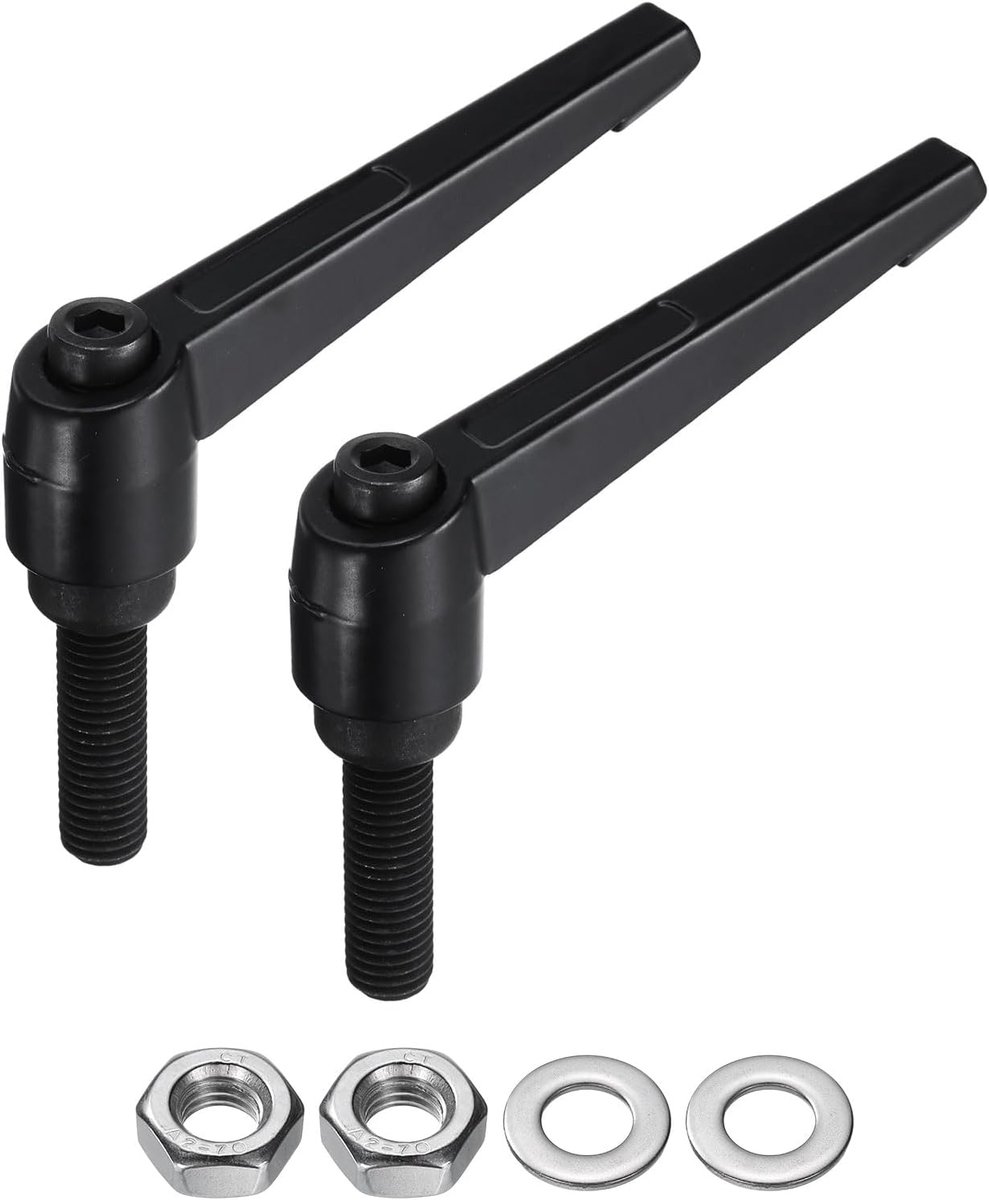 Handgrepen met hendel, verstelbaar, M12 x 40 mm, metrische schroefdraad met moeren, sluitringen, niveau-klemgreepset, handpennen, draaigreep, schroefgrepen, bouten met vergrendelingshendel