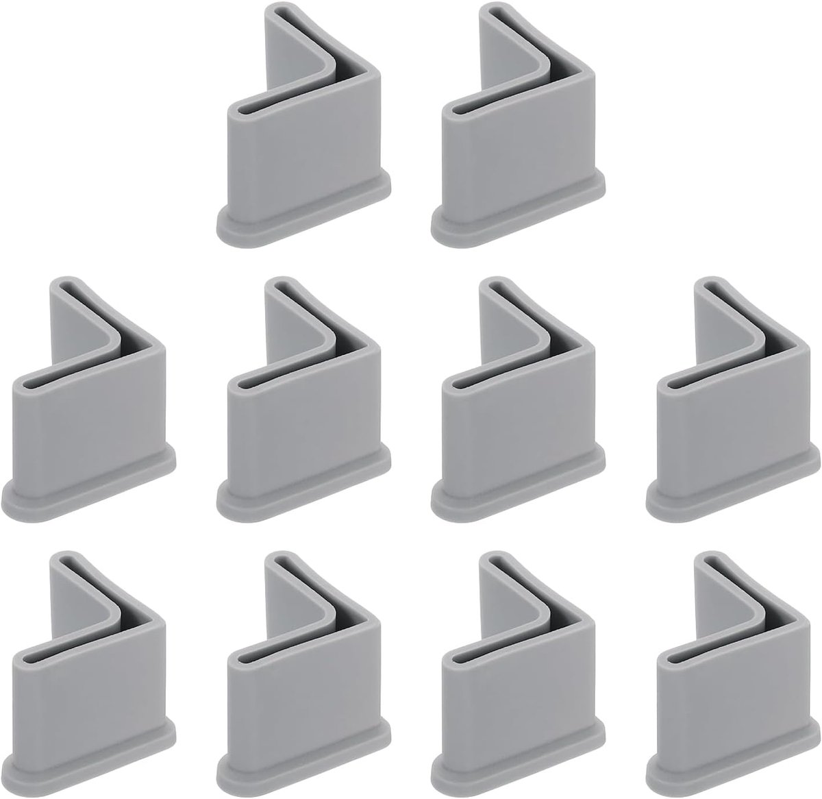10 stuks voetkappen in L-vorm, 25 x 25 mm, beenbeschermers voor meubels, hoekkappen van ijzer voor meubels van PVC in L-vorm, grijs