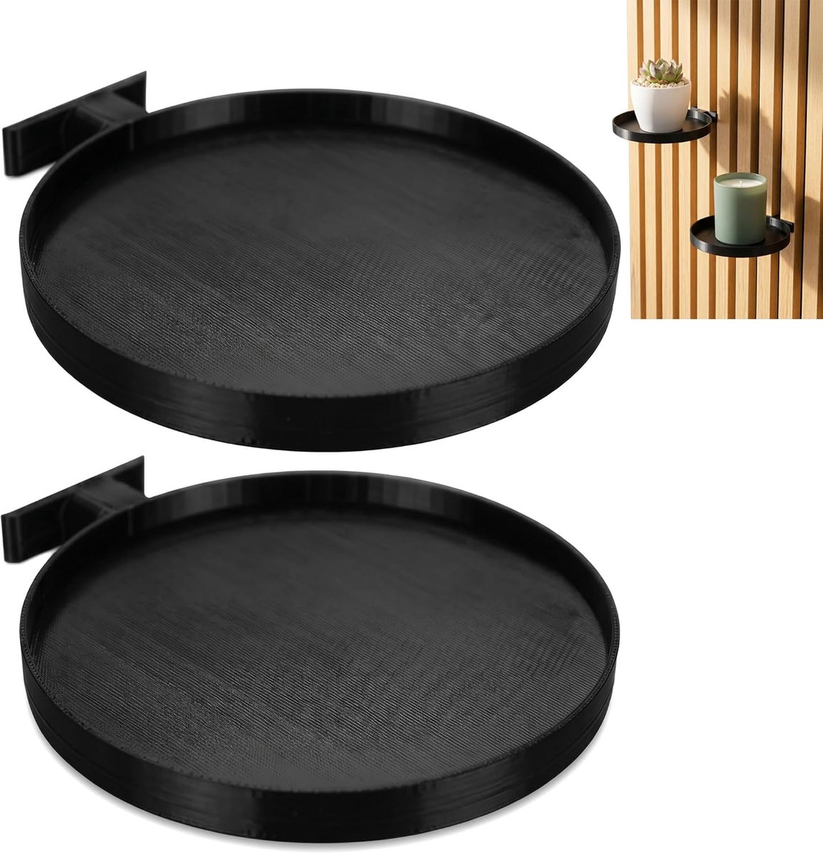 Akoestische panelen - plantenhouders zonder boren - ronde plantendienblad - plank - wandrek voor akoestische panelen - geluidsabsorberende platen voor standaard spleetbreedtes van 13 mm (zwart)