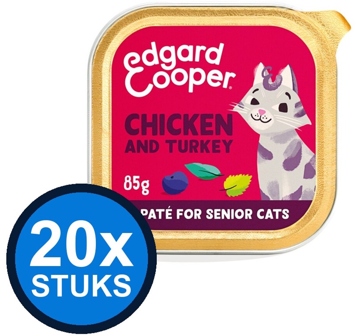 Edgard & Cooper Edgard&Cooper kat senior paté kip&kalkoen 85gr