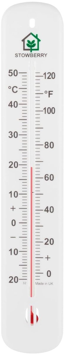 Binnen- of buitenthermometer - Wit - 215 mm - Nauwkeurige en Weerbestendige Thermometer - Voor Binnen en Buiten
