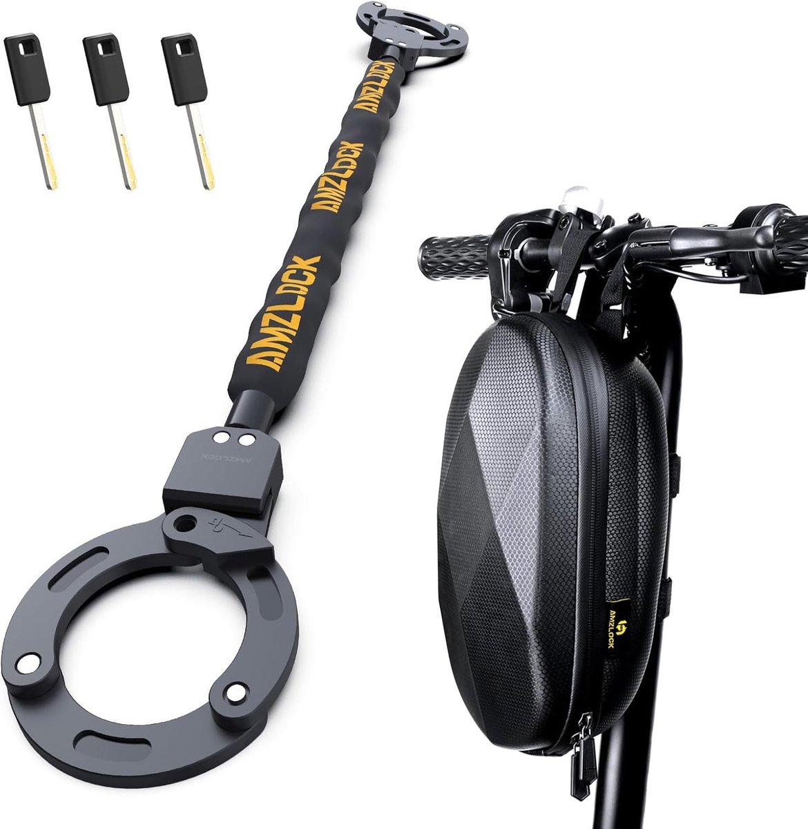 Elektrisch Step Slot - Slot + Tas - 90 cm - Handboeienslot met Eén Druk Vergrendeling - Voor Fiets en Step