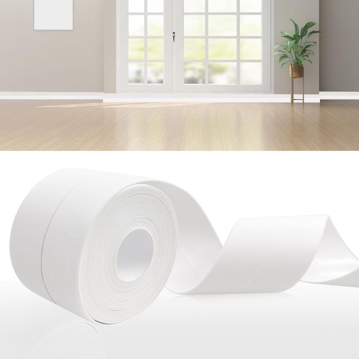 Zachte plint - wit - zelfklevend - 70 x 20 mm - 3 m flexibele plint zelfklevend - pvc - zachte plint - wit - flexibele plint - knikstrip voor huis - keuken - badkamer - badkamer
