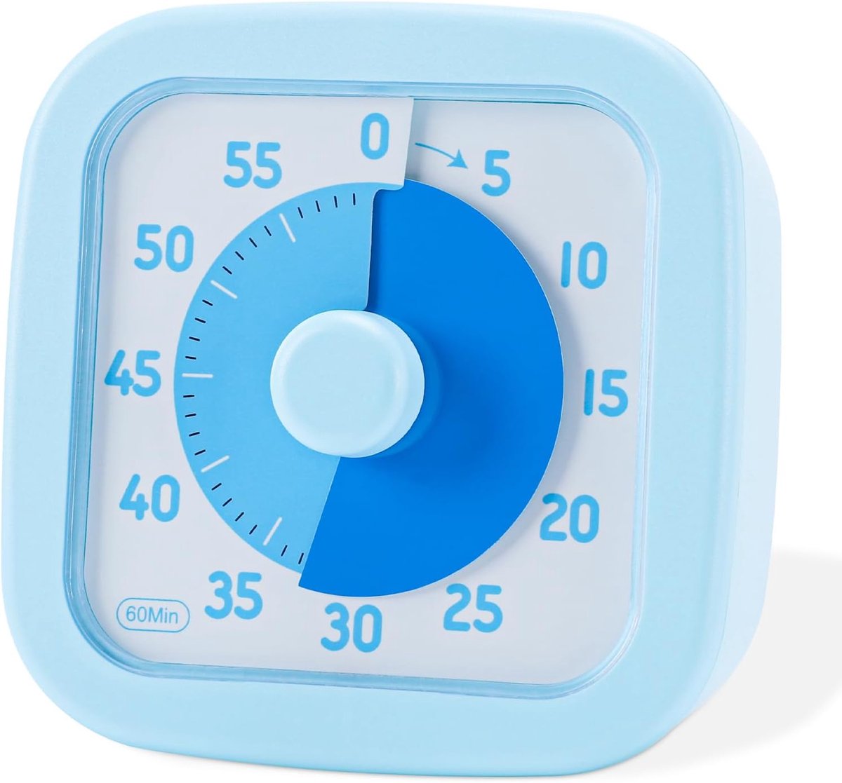 Visuele Countdown Timer, 60 Minuten Visuele Timer voor Kinderen, Bureautimer voor Volwassenen, Keukentimer met Silent Operation, Afteltimer voor Klaslokaal Kantoor Keuken, Blauw