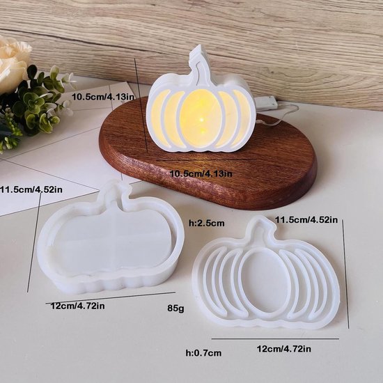 Gietvormen herfst, 4 stuks, 3D-siliconenvorm, pompoen, gietvormen, siliconen, herfst, pompoen, gipsvormen voor gieten, pompoen, decoratie, gietvorm, siliconen voor herfst, oogstfeest (A) — afbeelding 3