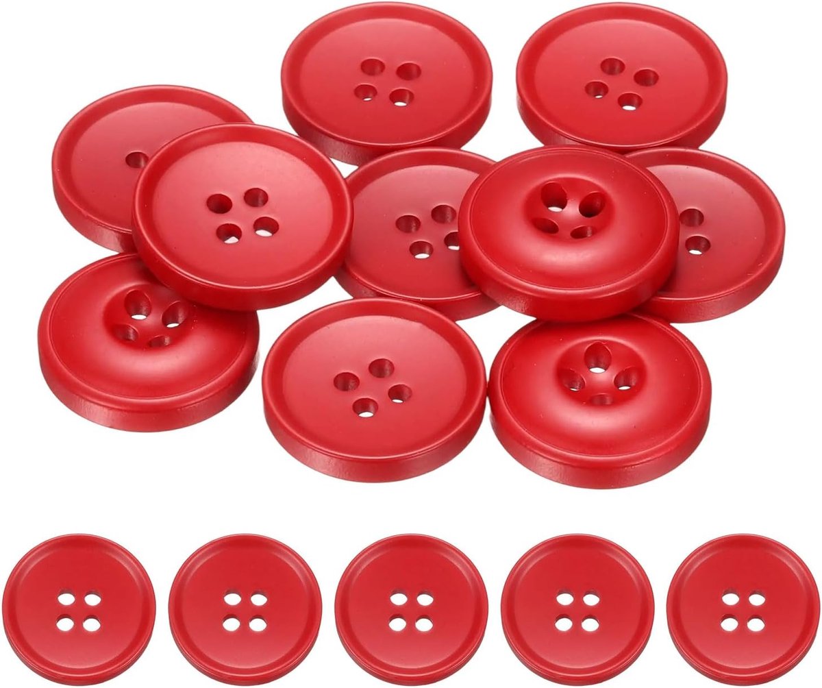 Knopen 20 mm (0,79 inch) 4 gaten hars ronde knutselvervangingsknoppen voor kleding doe-het-zelf handwerk decoratie, dieprood