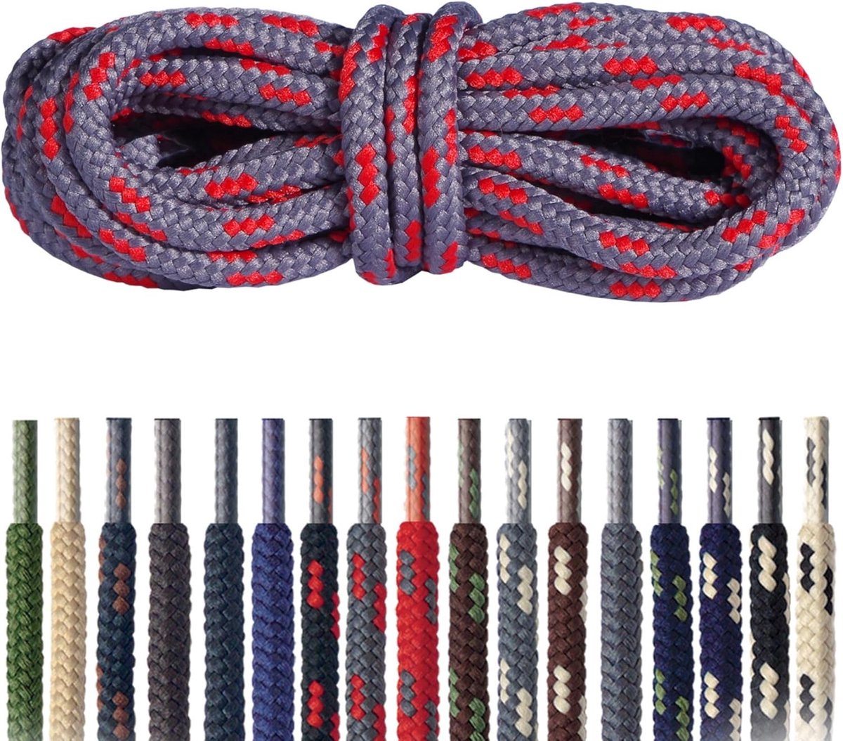 – Veters voor Wandel- en Trekkingschoenen – Ronde Sterke Polyester Veters – Scheurbestendig – 6 Lengtes, 17 Kleuren