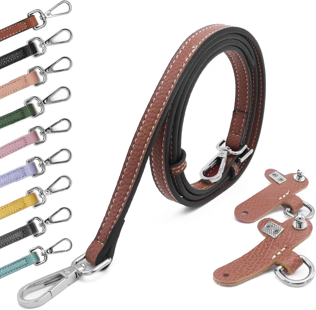 Schouderriem Voor Tassen Verstelbare Brede Schouderriem Tas Riem Voor Dames Meisjes Meerkleurige Handtas Tasriem Verstelbare Vervangende Draagriem brown silver 1.2cm
