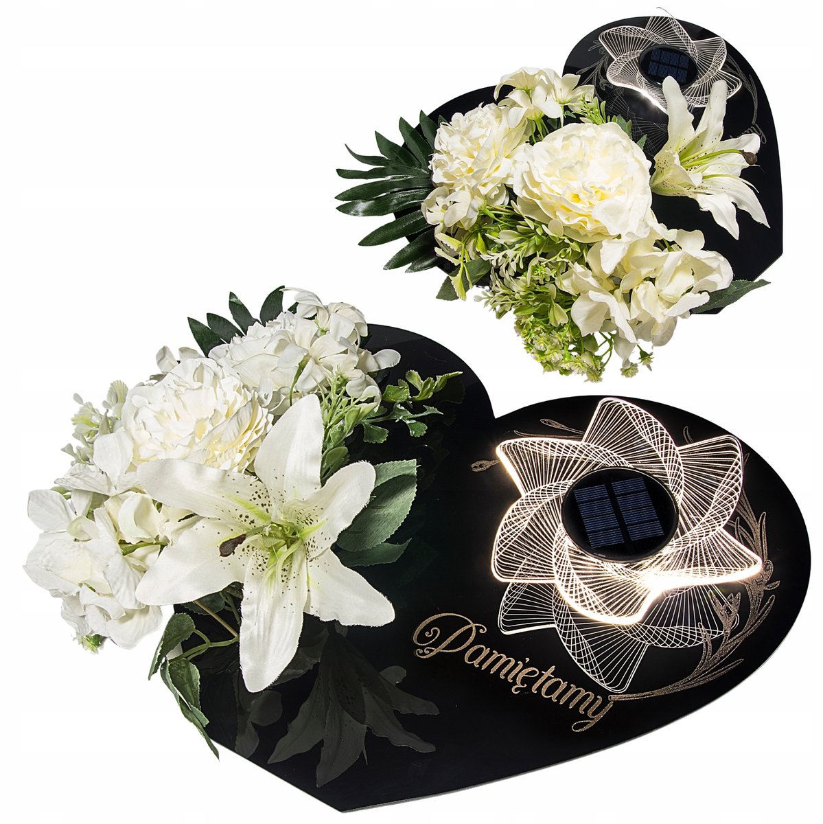 Grafbloemstuk met Zonne-LED Graflicht - Hardforme Basis