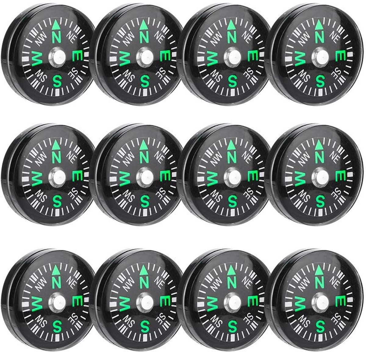 SolidKeus - Set van 12 Mini Olievullende Compassen voor Outdoor Activiteiten