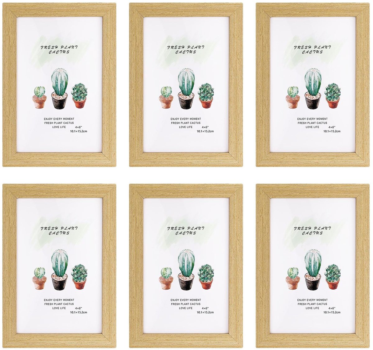 Fotolijstjes Set van 6 Houten Lijstjes 10 x 15 cm voor Foto's en Posters - Hangend of Staand