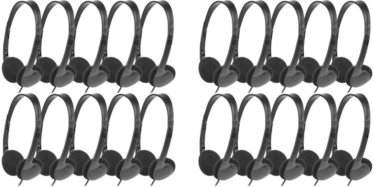 SolidKeus - Onderwijs Hoofdtelefoon, 20 Stuks 3,5 mm Audio Headset voor Studenten