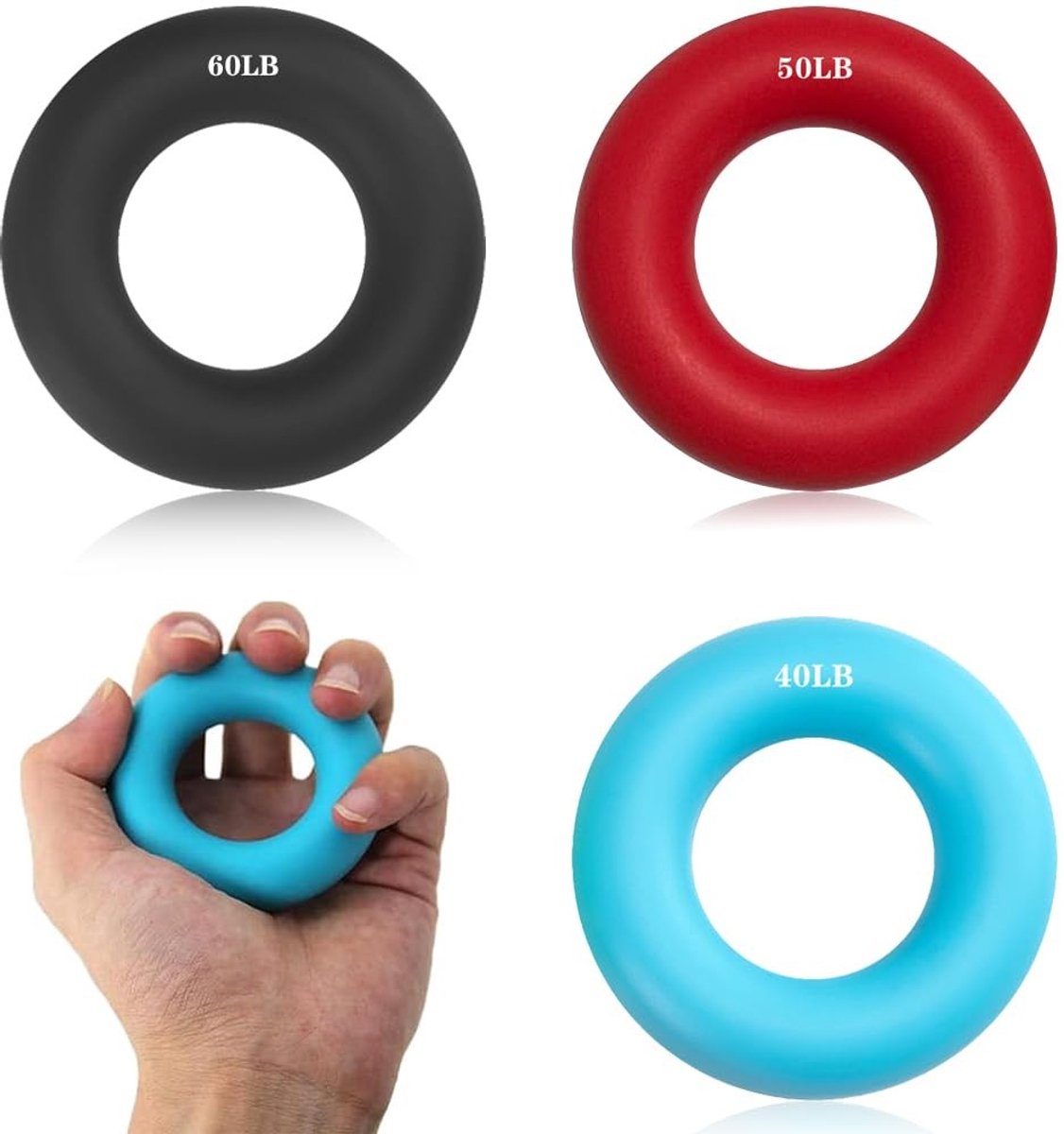 SolidKeus - Set van 3 Ring Grip Trainers voor Vingerspieren