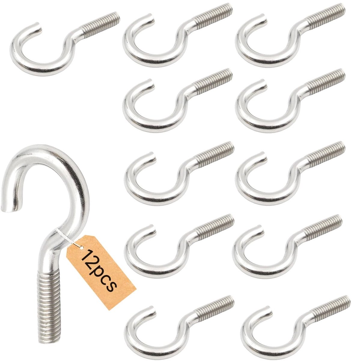 SolidKeus - Schroefhaken Roestvrij Staal M6 x 50 mm, 12 Stuks