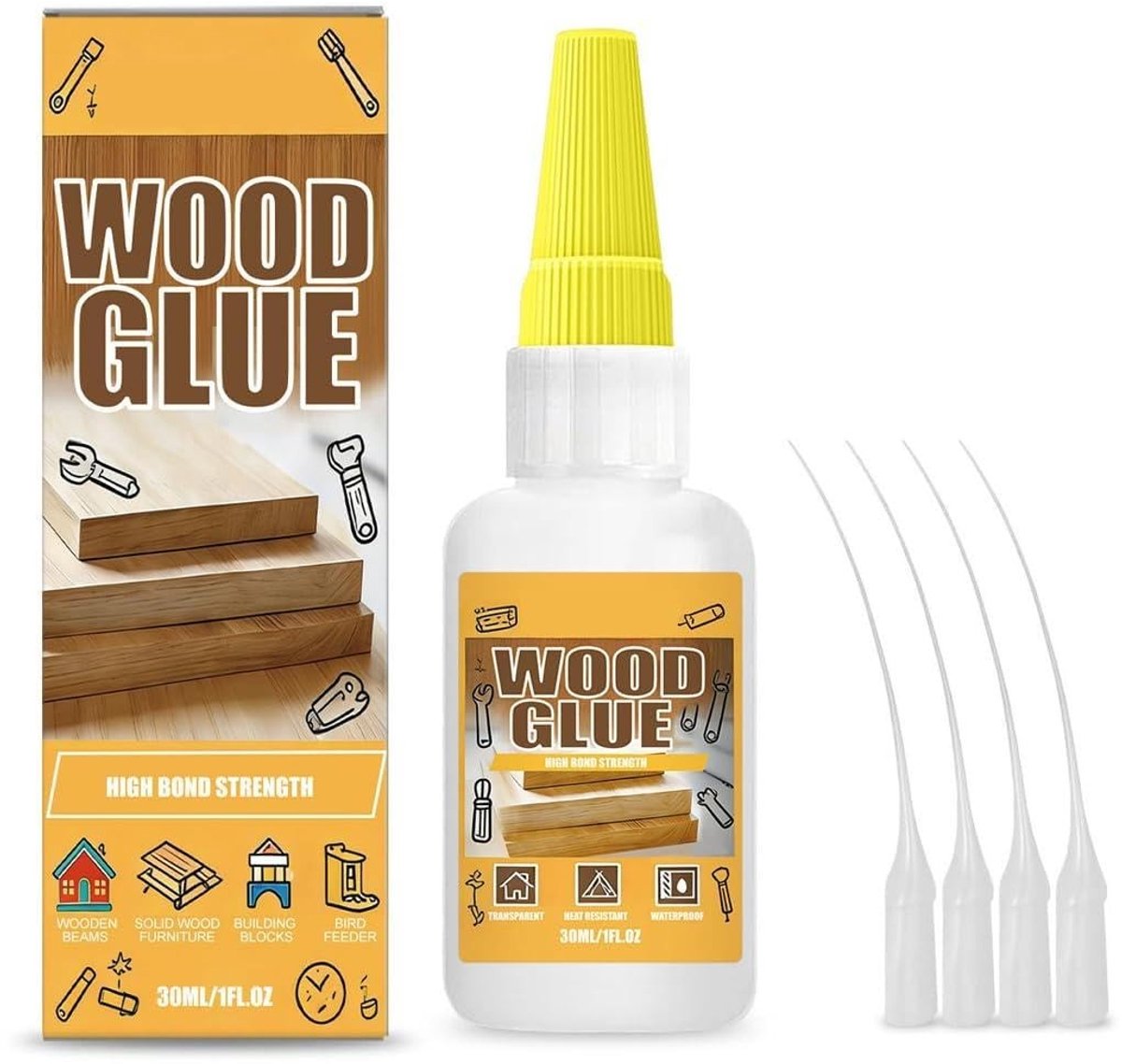 SolidKeus - 30 g Houtlijm, Extra Sterke en Sneldrogende Lijm voor Houtherstel